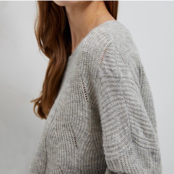 Anthropologie Keely Cable Knit Lightweight Sweater Gray - Picture 8 of 12